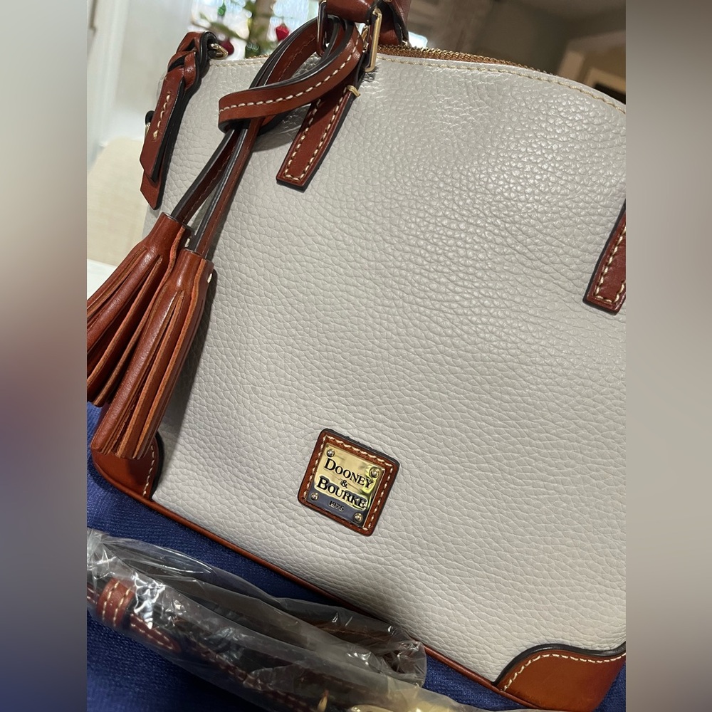 NWT Dooney & Bourke in Ecru and Tan Charlie Satchel